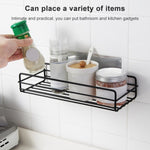 Wrought Iron Bathroom Shelf Wall Mounted Free Punch Toilet Rack, Square (Black)