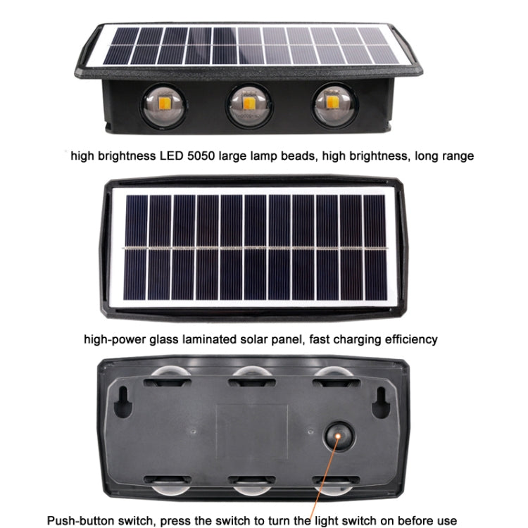 Solar Wall Lamp Outdoor Waterproof Up And Down Double-headed Spotlights, 4LED, 8LED, 6LED