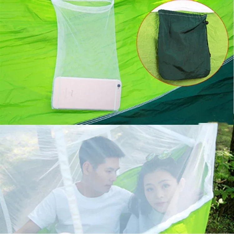 Outdoor Mosquito Net Hammock Camping Ultralight Nylon Double Camping Air Tent, 260x140cm Pink Blue