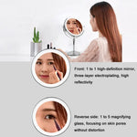 Desktop Double-SidedRound LED Luminous Makeup Mirror Liftable Magnifying Mirror, Plane + 3 Times Magnification(8-inch Battery Model), Plane + 5 Times Magnification(8-inch Battery Model), Plane + 7 Times Magnification(8-inch Battery Model)