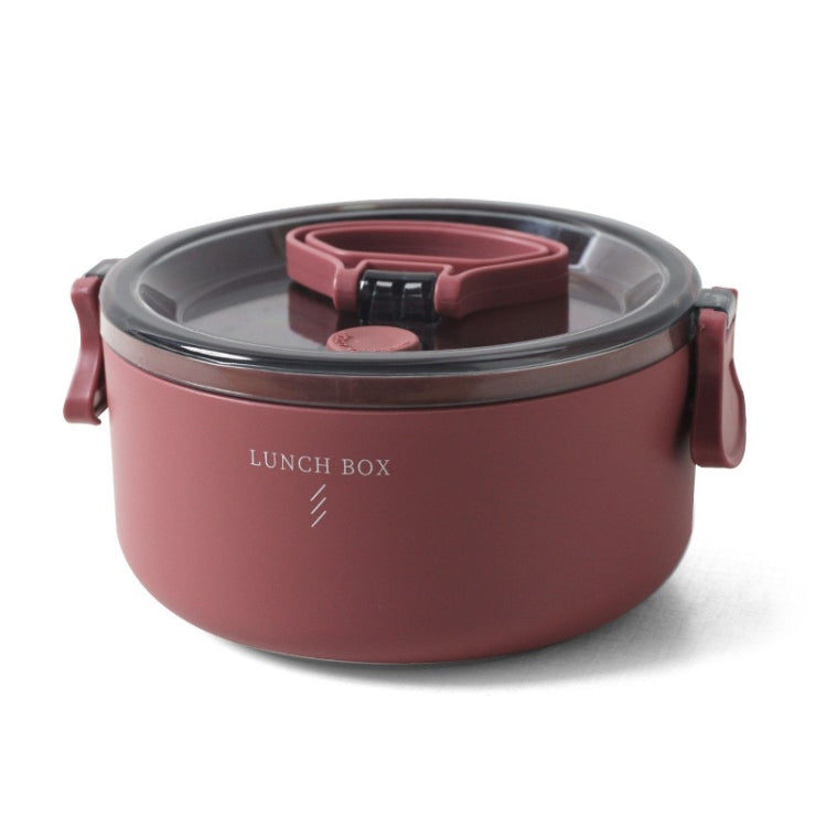 Round Portable Insulation Partitioned Lunch Box Student Office Workers Heated Microwave Oven Bento Box, Single Layer