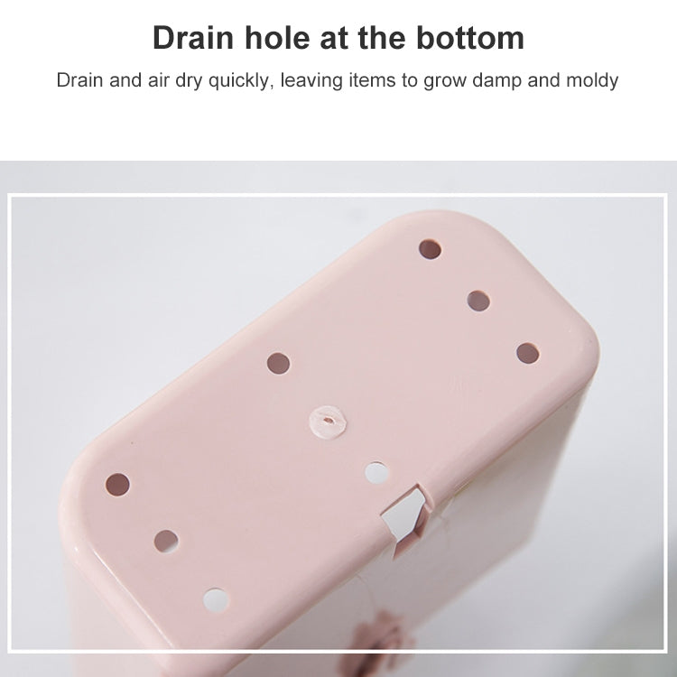 Bathroom Rack Wall-mounted Suction Cup Free Punch Storage Box Washstand Toothbrush Toothpaste Rack, White, Pink, Green