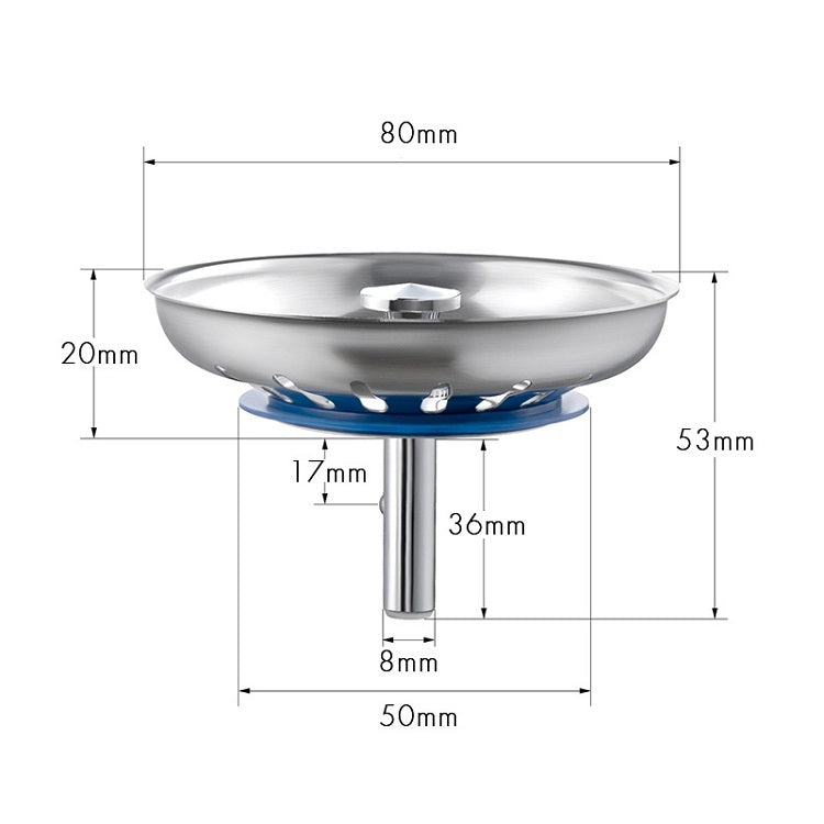Stainless Steel 304 Washbasin Sink Filter Cover, Bright Filter Cover