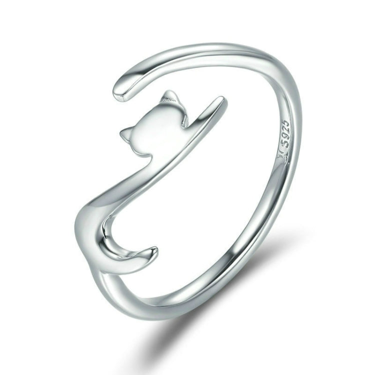 Naughty Cat Sterling Silver Ring Fashion Open Ring, SCR220, SCR220-B