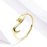 Naughty Cat Sterling Silver Ring Fashion Open Ring, SCR220, SCR220-B