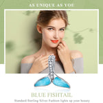 S925 Sterling Silver Ocean Fishtail Pendant Necklace DIY Accessories, SCC1067