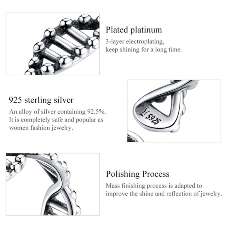 S925 Sterling Silver Ring Vintage Open Ring DNA Shape Ring, SCR643