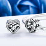S925 Sterling Silver Heart-shaped Hollow Diamond Beads DIY Bracelet Accessories, SCC432