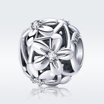 S925 Sterling Silver Flower Shape Dripping Oil Silver Beads DIY Bracelet Accessories, SCC729