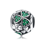 S925 Sterling Silver Green Plant Clover Bead DIY Bracelet Accessories, SCC964