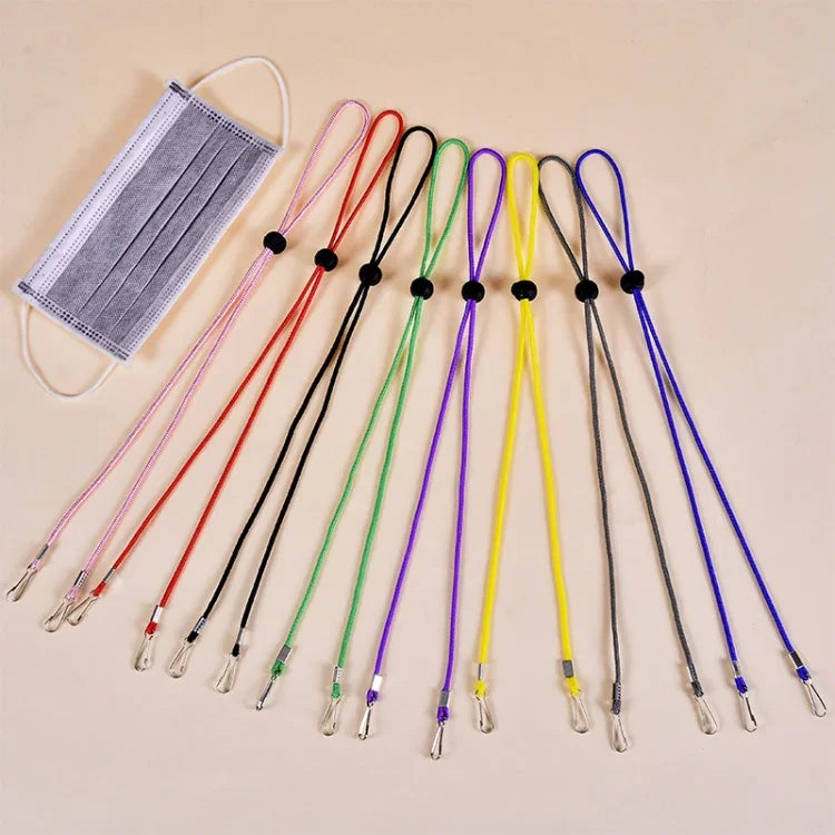 10pcs Mask Anti-lost Adjustable Lanyard and Ear Hook, Cashmere, White, Black, Yellow, Green, Blue, Pink, Red, Grey