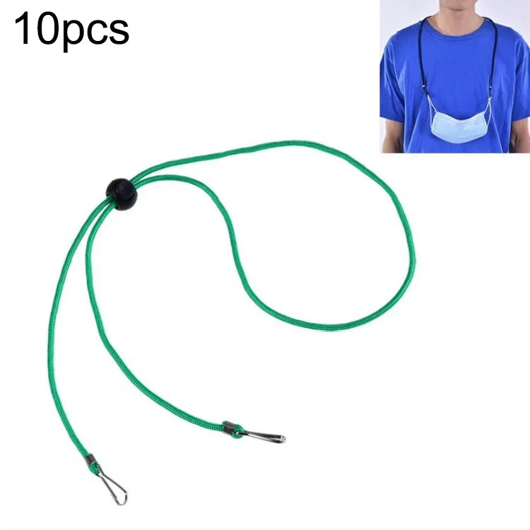 10pcs Mask Anti-lost Adjustable Lanyard and Ear Hook, Cashmere, White, Black, Yellow, Green, Blue, Pink, Red, Grey