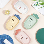 3 PCS Creative Cute Drain Double-layer Household Toilet Soap Box with Lid Soap Holder, Green, White, Yellow, Pink