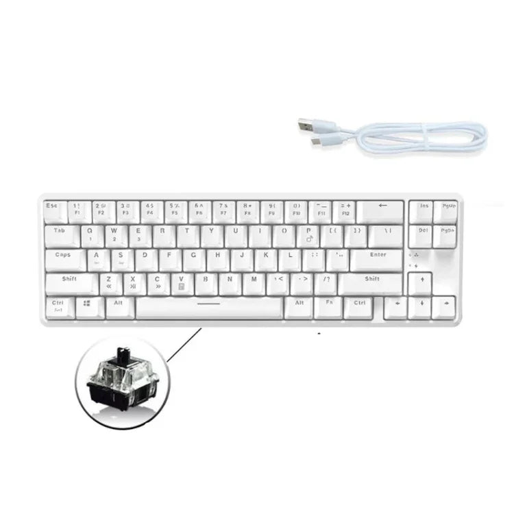 Ajazz K680T Mini USB Wired Dual-mode Charging 68-keys Laptop Bluetooth Mechanical Keyboard, Cable Length: 1.6m, Green Shaft, Black Shaft, Tea Shaft