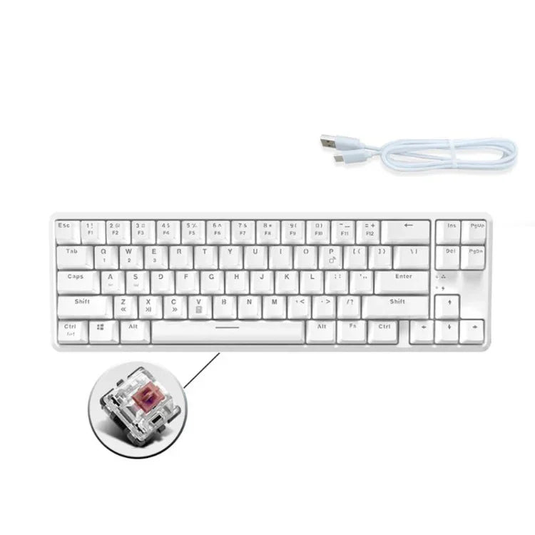 Ajazz K680T Mini USB Wired Dual-mode Charging 68-keys Laptop Bluetooth Mechanical Keyboard, Cable Length: 1.6m, Green Shaft, Black Shaft, Tea Shaft