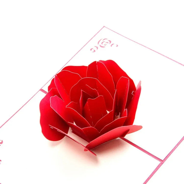 3D Pop Up Rose Thank You Greeting Postcards Flower Handmade Blank Vintage Paper Happy Birthday Love Gift Card, Size: 13x16cm, Handmade Blank