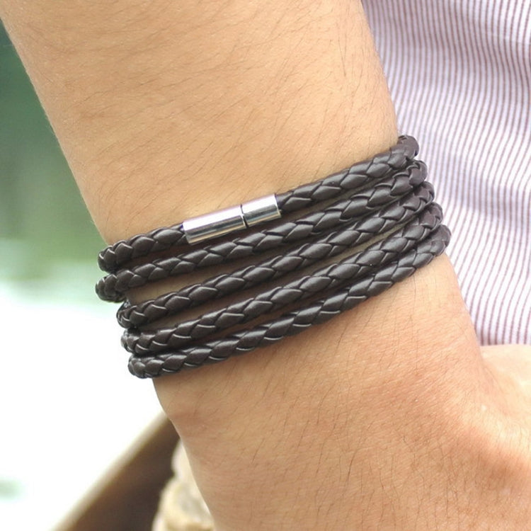 Couple Leather Bracelet Men Charm Vintage Black Bracelet, Black, Black Coffee, Black White, Coffee, Orange, Purple, White, Yellow