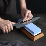 1000/6000 Red White Whetstone Double-sided Bamboo Base Set, Blue White Whetstone