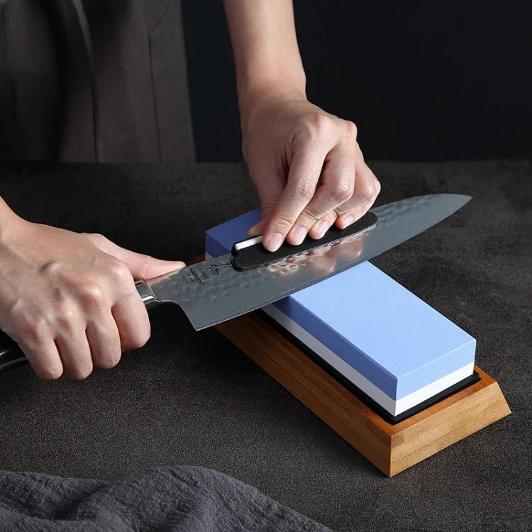 1000/6000 Red White Whetstone Double-sided Bamboo Base Set, Blue White Whetstone
