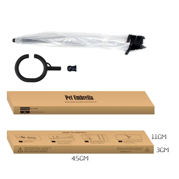 Pet Umbrella Transparent Adjustable Rainy Dog ?Walking Leash, Pet Umbrella