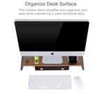 Monitor Stand Riser with Metal Feet for iMac MacBook LCD Display Printer, Lapdesk Tabletop Organizer Sturdy Platform Save Space