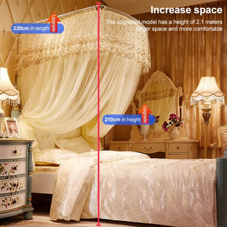 U-shaped Three-door Stainless Steel Tube Floor Mosquito Net, Super Thick 32mm 2.0x2.2m