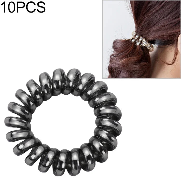 10 PCS Multicolor Elastic Hair Bands Spiral Shape Ponytail Hair Ties Rubber Band Hair Rope Telephone Wire Hair Accessories