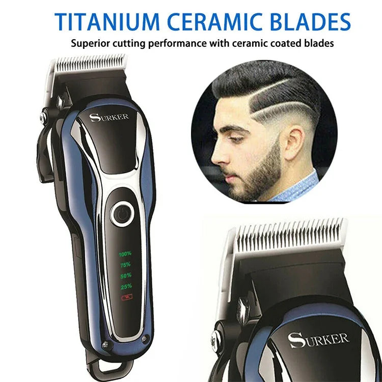 Surker SK-803 High-power LCD Hair Clipper Plug-in Dual-use Electric Clippers