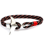 Whale Tail Anchor Charm Nautical Survival Rope Chain Bracelets, Dark blue, Black, Black red, Red, Black blue, Yellow, Colorful, Blue