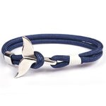 Whale Tail Anchor Charm Nautical Survival Rope Chain Bracelets, Dark blue, Black, Black red, Red, Black blue, Yellow, Colorful, Blue