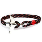 Whale Tail Anchor Charm Nautical Survival Rope Chain Bracelets, Dark blue, Black, Black red, Red, Black blue, Yellow, Colorful, Blue