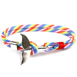 Whale Tail Anchor Charm Nautical Survival Rope Chain Bracelets, Dark blue, Black, Black red, Red, Black blue, Yellow, Colorful, Blue