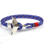 Whale Tail Anchor Charm Nautical Survival Rope Chain Bracelets, Dark blue, Black, Black red, Red, Black blue, Yellow, Colorful, Blue