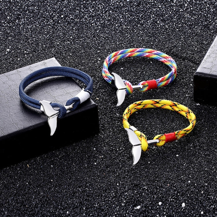 Whale Tail Anchor Charm Nautical Survival Rope Chain Bracelets, Dark blue, Black, Black red, Red, Black blue, Yellow, Colorful, Blue