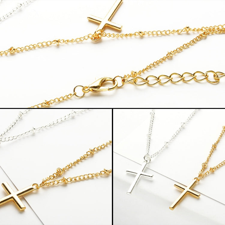 Women Fashion Bright Electroplating Cross Jewelry Necklace, Gold, Silver