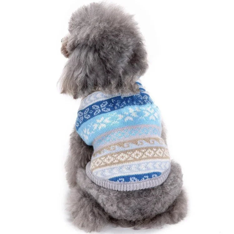 Autumn Winter Pet Clothes Christmas Snowflake Knitted Pattern Sweater, XXS, XS, S, M, L, XL, XXL