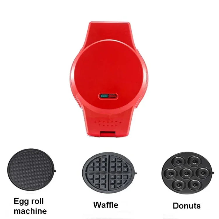 3-in-1 Multi-Function Eleictric Baking Pan Breakfast Maker Donut Sandwich Waffle Maker Pizza Maker, EU Plug, 3-in-1 Multi-Function Waffle Maker