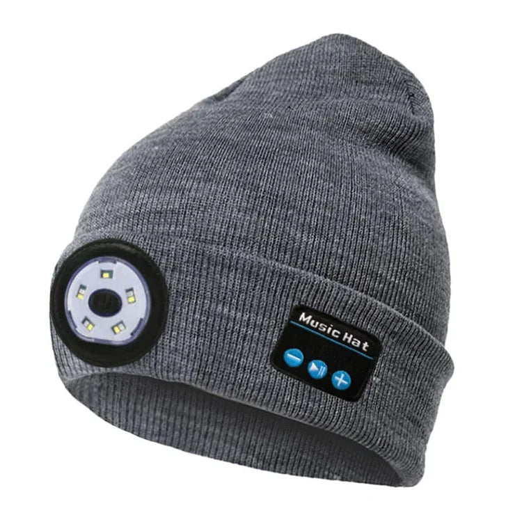 Outdoor Night Running Night Fishing LED Light Illumination Bluetooth 5.0 Knitted Hat
