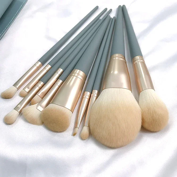 10 PCS / Set Makeup Brush Corn Silk Fiber Hair Loose Powder Brush Face And Eye Makeup Brush, Without Bag, With Blue Bag, With Silver Bag, With Pink Cylinder, With Green Cylinder, With Pink Zipper Bag