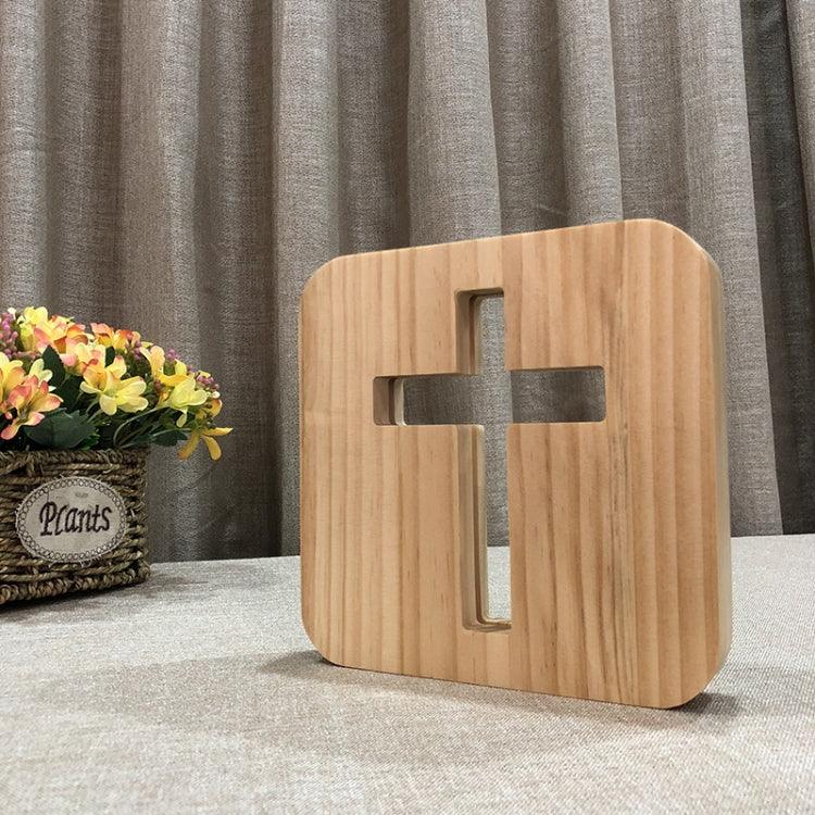 Cross Pine Craft Table Lamp Wooden LED Night Light, Cross