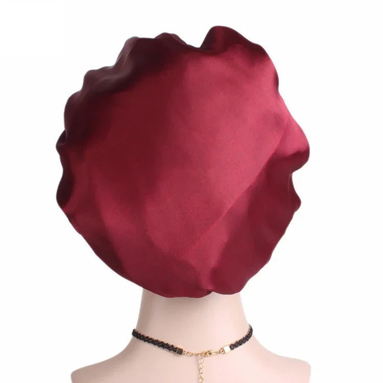 2 PCS TJM-301 Night Cap With Wide Brim And Elasticity Headband Ladies Chemotherapy Cap Hair Care Hat, M 56-58cm