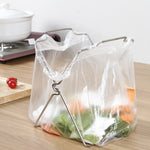 Stainless Steel Kitchen Foldable Storage Rack Plastic Bag Towel Trash Can Holder, Trash Can Holder
