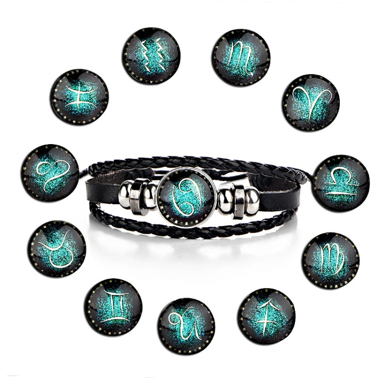 Constellations Couple Retro Weave Bracelets Leather Beads Bangle Bracelet, Capricornus