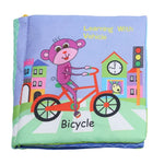 Baby Rattles Toy Soft Animal Cloth Book Newborn Stroller Hanging Toy Early Learning Education Baby Toys, Fruit, Vegetable, Shape, Vehicle