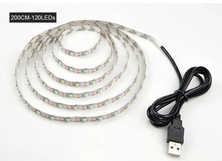 USB Power SMD 2835 Epoxy LED Strip Light Christmas Desk Decor Lamp for TV Background Lighting, 1m, 5m