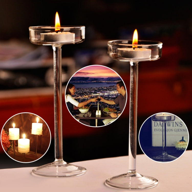 Glass Candlestick Luxury High Candlestick Romantic Dinner Decoration, 16cm, 18.5cm