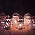 Antique Creative Bird Cage Candlestick Wrought Iron Ornaments Hollow Flower Pattern Home Decoration Crafts