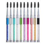 Plastic Pole Eyelash Brush Rhinestone Pole With Pen Sleeve Spiral Eyelash Brush, Pink, Rose Red, Golden, Royal Blue, Light Blue, Green, Black, White, Silver, Purple