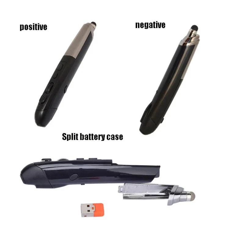 PR-08 1600DPI 6 Keys 2.4G Wireless Electronic Whiteboard Pen Multi-Function Pen Mouse PPT Flip Pen, White, Red, Blue, Black, Silver Gray