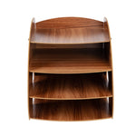 Office Supplies Curved Desktop A4 Storage Box Wooden File Rack Data Rack Shelf, Black, Oak, Sakuragi